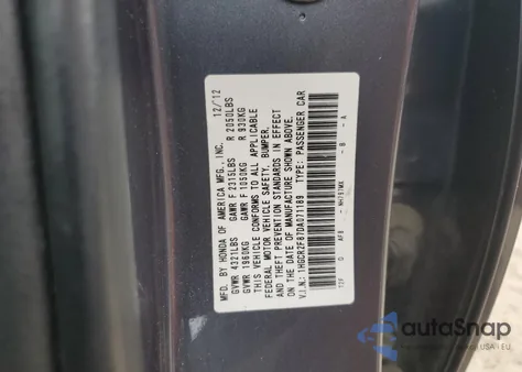 2013 Honda Accord Exl из США, поврежденный, VIN 1HGCR2F87DA071189